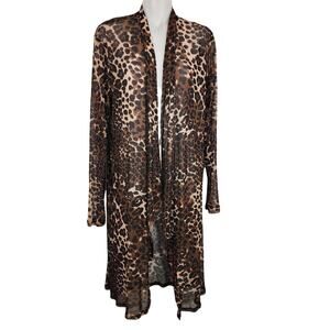 Daytrip Buckle Womens Leopard Animal Print Mesh Duster Kimono Size Medium Open